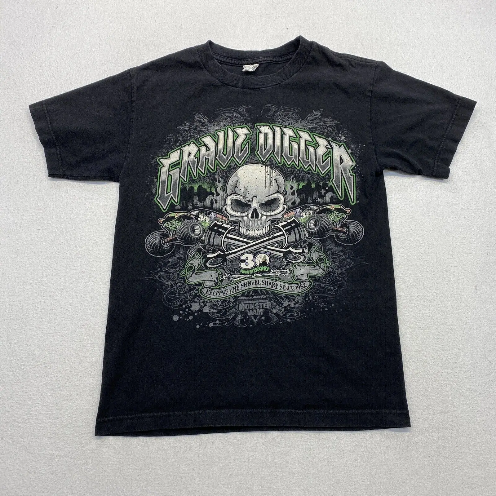 Grave Digger T Shirt Adult Small Monster Jam 30Th 2012 Anniversary Truck Maniche Lunghe