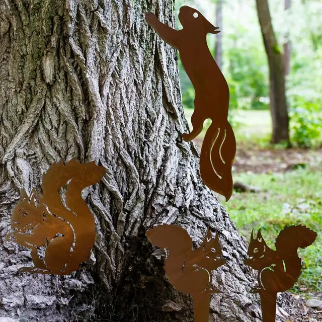 Rozsdás Fém Állati Sziluettek Kerti Kerítés Dekoráció A Kertészeti Vidéki Gyep Terasz Robin Art Udvari Tét - Image 6