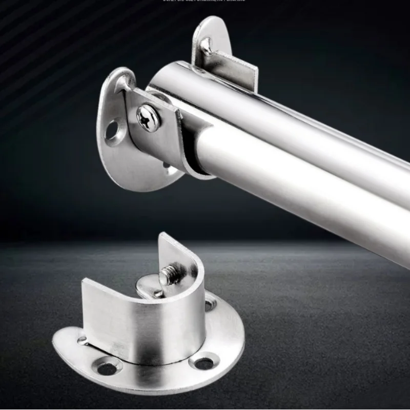 Description Picture 2 of item304 Stainless Steel Flange Seat Wardrobe Hanger Rod Fixing Hardware Accessories Curtain Rod Tube Hook Fixed Support Bracket Seat