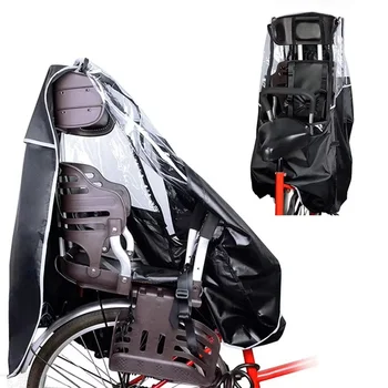 Bicycle Rear Child Seat Rain Cover with Transparence Window Windproof for Rain Snow Children Protect