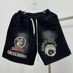 24ss HELLSTAR Studios Oversized Shorts For Men Women Washed Black Pure Cotton Y2K Shorts