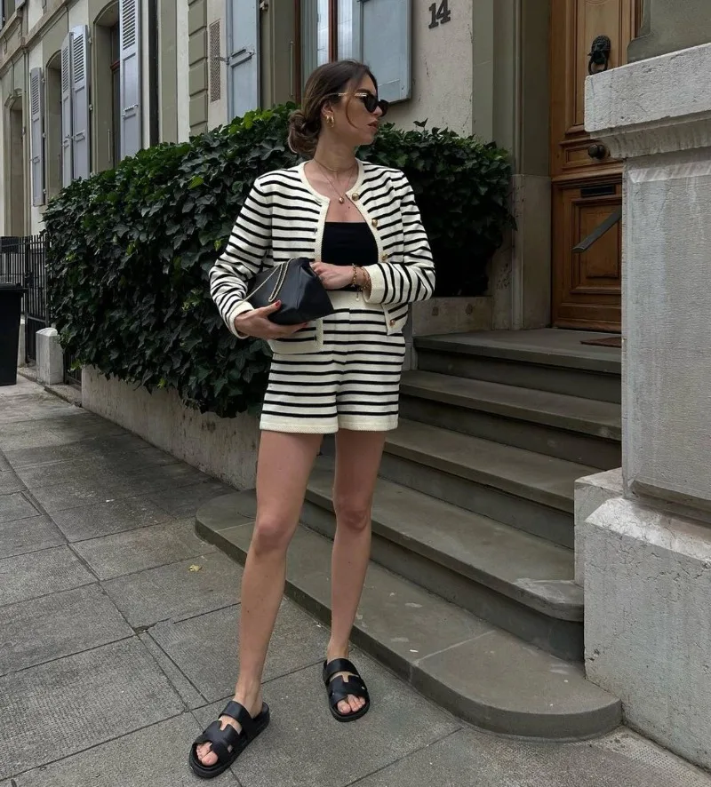 Knitted Shorts 2 Piece Sets Womens Outfits Casual Loose Cardigan Sweater Woman Winter Street High Waist Short Suits Women
