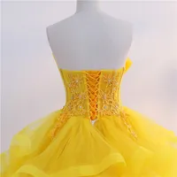 New Gold Quinceanera Dresses Classic Strapless Ball Gown Real Photo Prom Dress Shinny Formal Gown Luxury Modern Vestidos - Image 6