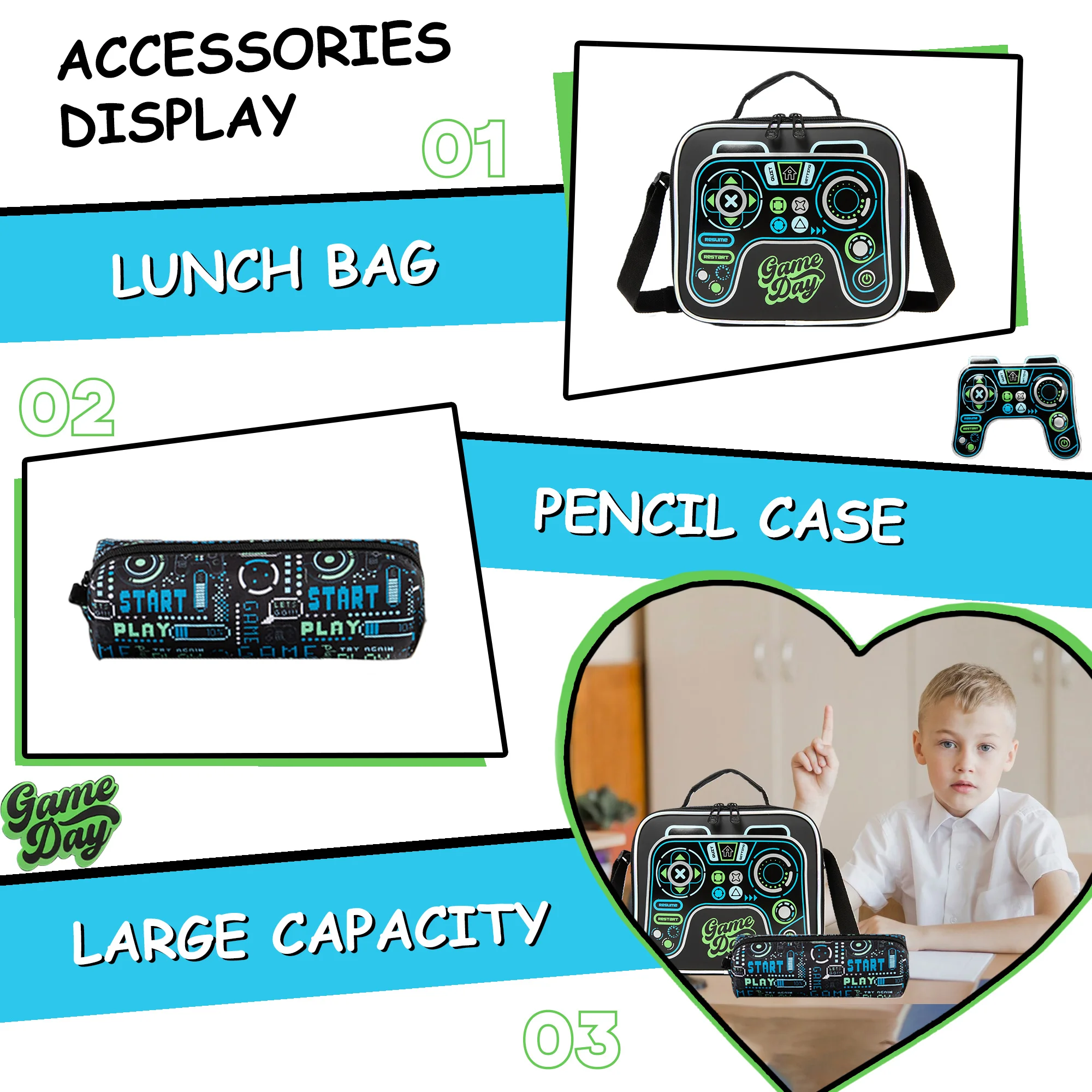 Meetbelify Backpack for Boys Backpacks for Elementary Preschool Students Kids School Cute Backpack with Lunch Box and Penbag 5