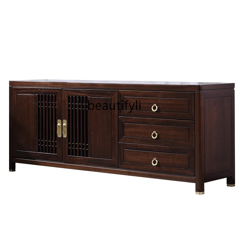 

Solid Wood New Chinese Style TV Cabinet Unit Modern Minimalist Living Room Blackwood Bedroom Hall Cabinet