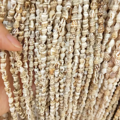 천연 쉘 목걸이, 80cm 길이, 흰색 달팽이 모양 쉘 비즈, 쥬얼리 제작 DIY 목걸이 팔찌 액세서리, 크기 5-6mm 3