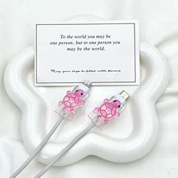 Adorable Turtle Cable Organizer - Cartoon Cord Protector & Kawaii Winder (Dark pink)