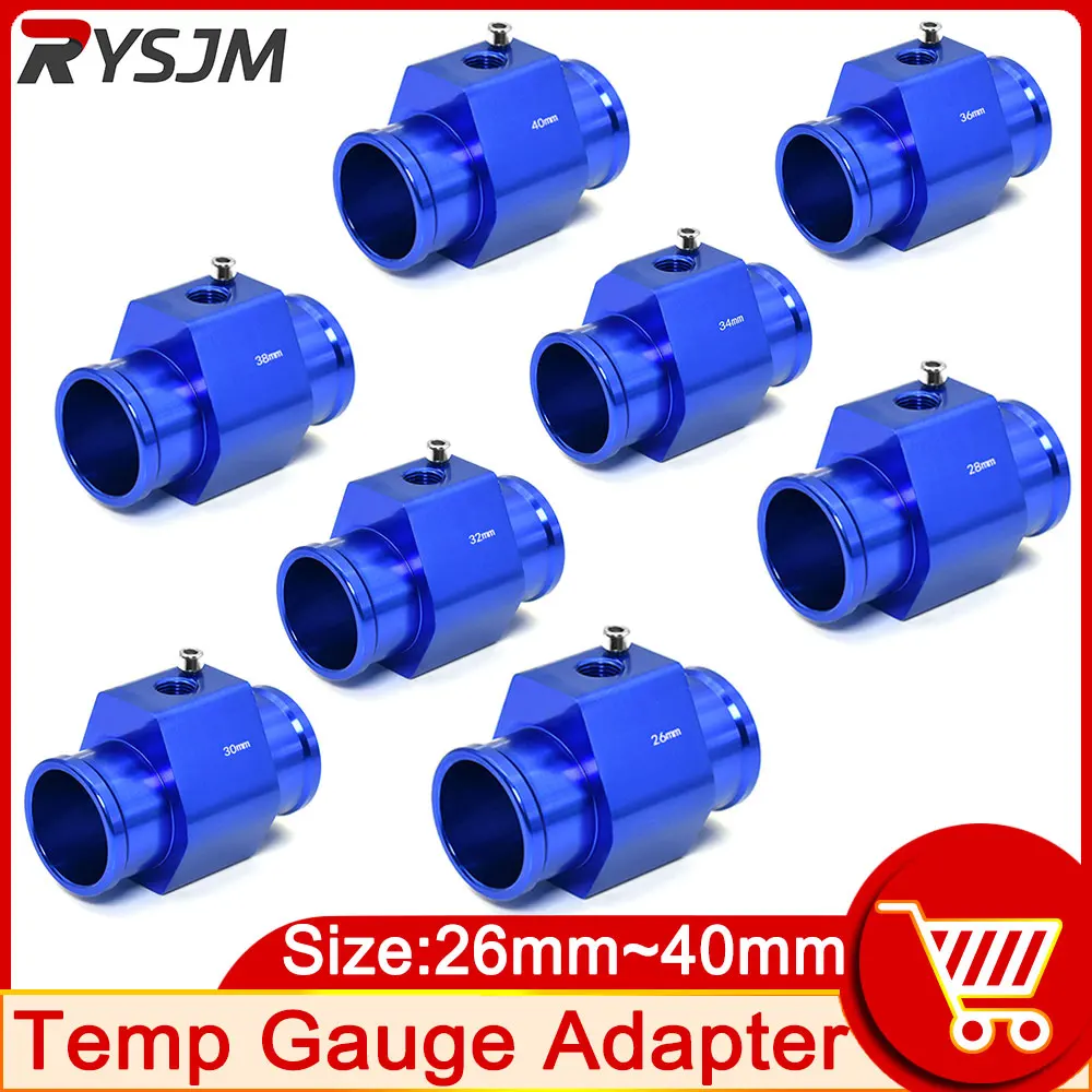 2x Water Temp Temperature Gauge Radiator Hose Sensor Adaptor Pipe Black 32mm 