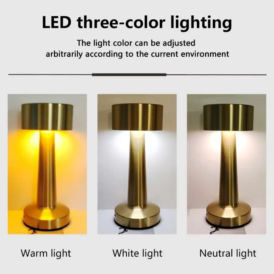LED 테이블 램프 터치 센서 야간 조명 USB 충전식 휴대용 침실 야간 조명 무선 독서 램프 레스토랑 호텔 바