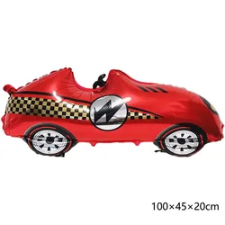 Race - Themed Birthday Party Decoration Set - Balloons, Traffic Cones, Checkered Flags, and Racing Wheel Foil Balloon - As Shown (Laser)