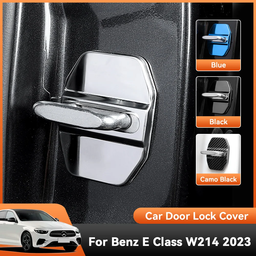 

For Mercedes Benz E Class W214 2023 Accessories Auto Car Door Lock Protect Cover Emblems Case Stainless Steel Decoration