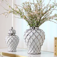 Ceramic Checkmate Jar Gingerbread Jar Gold Storage Tank Flower Vase Porcelain Craftwork Home Decoration Accessories 2