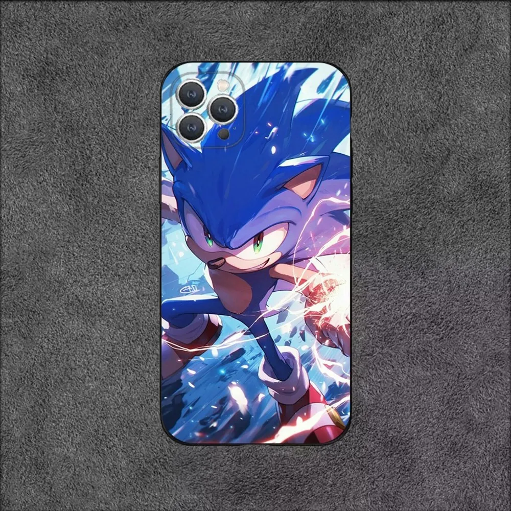 thumbnail image 1 of Funda de teléfono SonicS H-Hedgehog para iPhone 15, 14, 13, 12, 11, Plus, Pro Max, XS, X, XR, SE, Mini, 8, 7, funda de silicona suave negra, 1 of 4