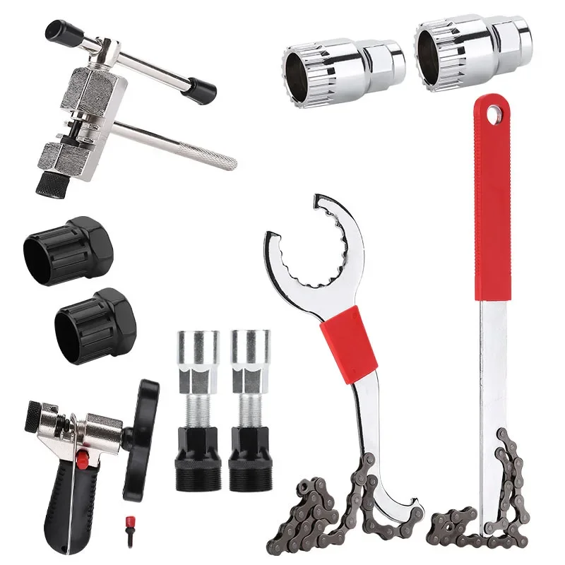 

Bicycle Repair Tool Kits Bike Flywheel Removal Chain Breaker Cutter Crank Puller Bike Wrench Cassette Bracket Extractor Sets