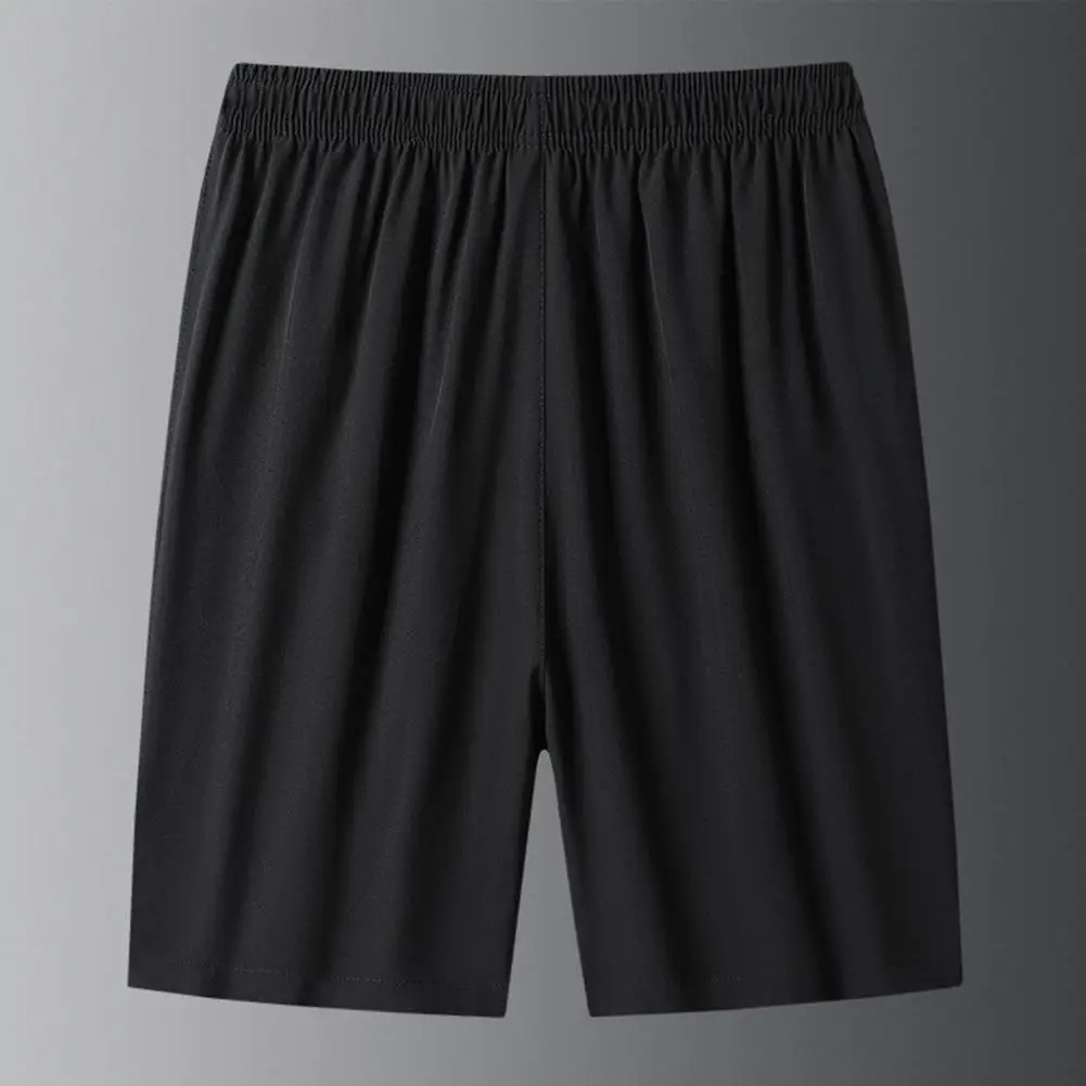 

Casual Everyday Shorts Men's Quick-drying Elastic Waistband Beach Shorts with Zipper Pockets Solid Color Wide Leg for Summer