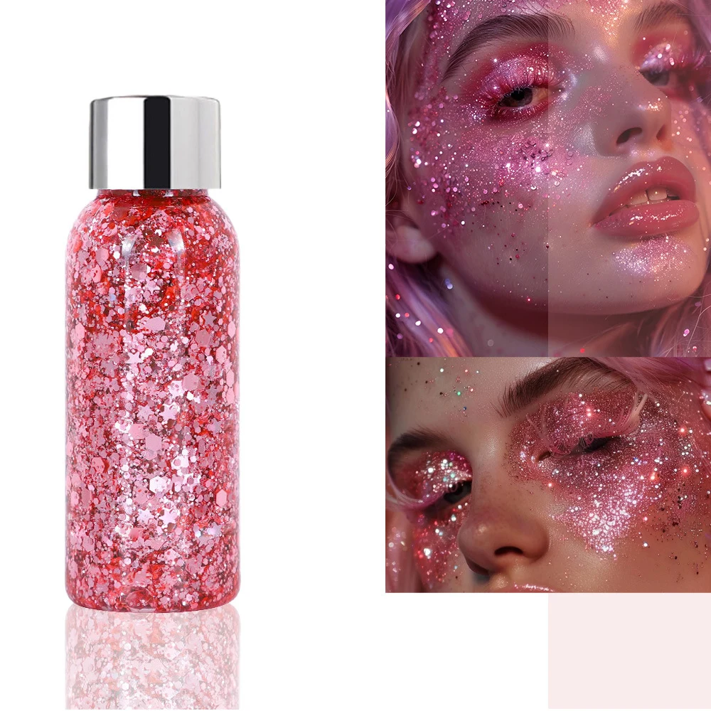 3pcs Body Glitter Gel Face Glitter Makeup Party Festival Glitter Gel Eye Eyeshadow Hair Glitter Gel for Bar Makeup 4