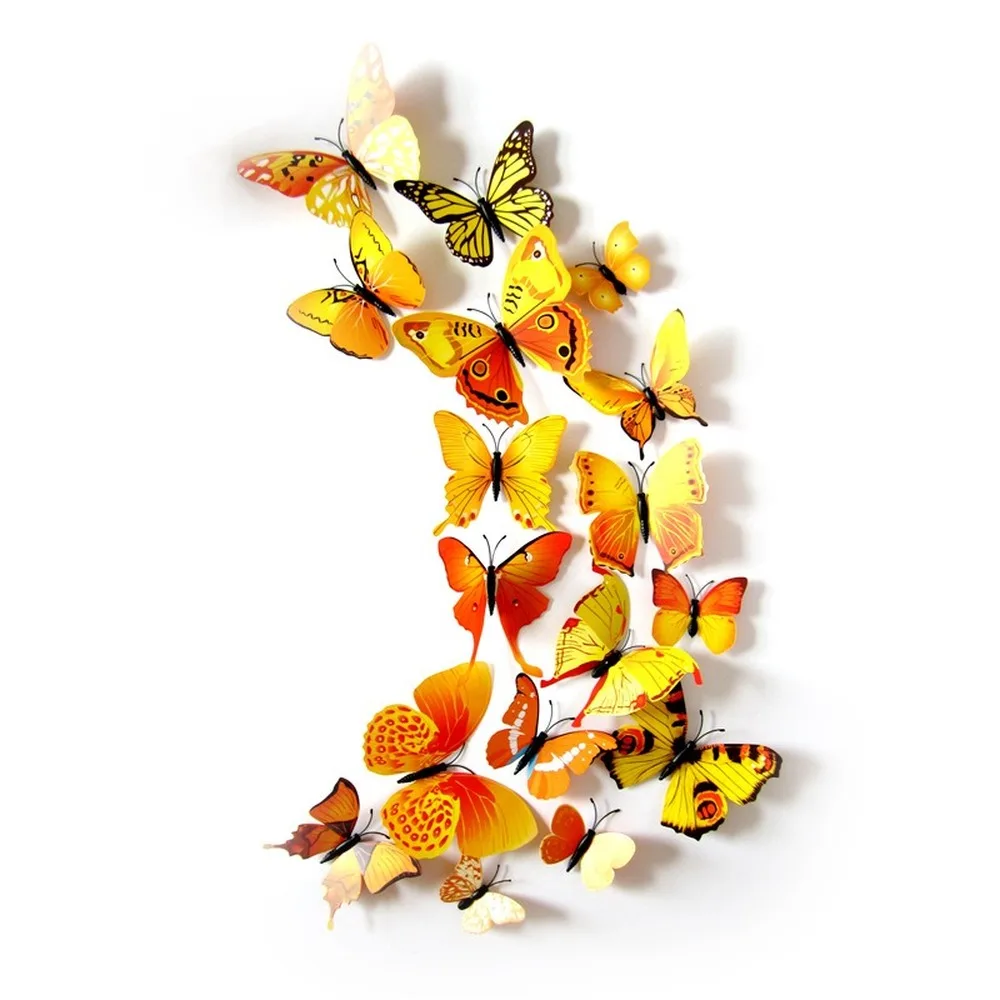 Butterfly Decoration 12PCS/Lot PVC Artificial Colourful Butterfly Decorative Stakes Wind Spinners Garden