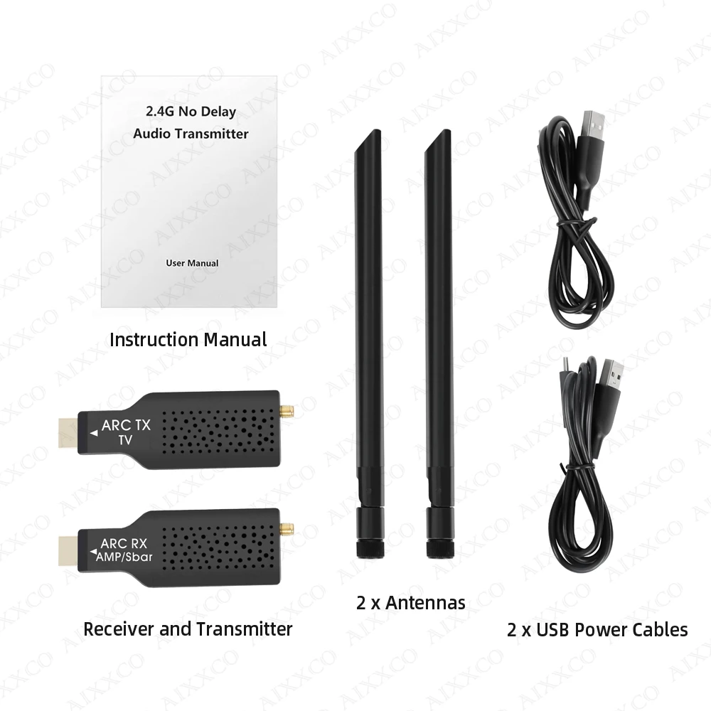 AIXXCO 2.4G Wireless ARC audio Transmitter Receiver Audio 50M Extender Adapter For HDMI-compatible ARC Power Amplifier Sound Bar
