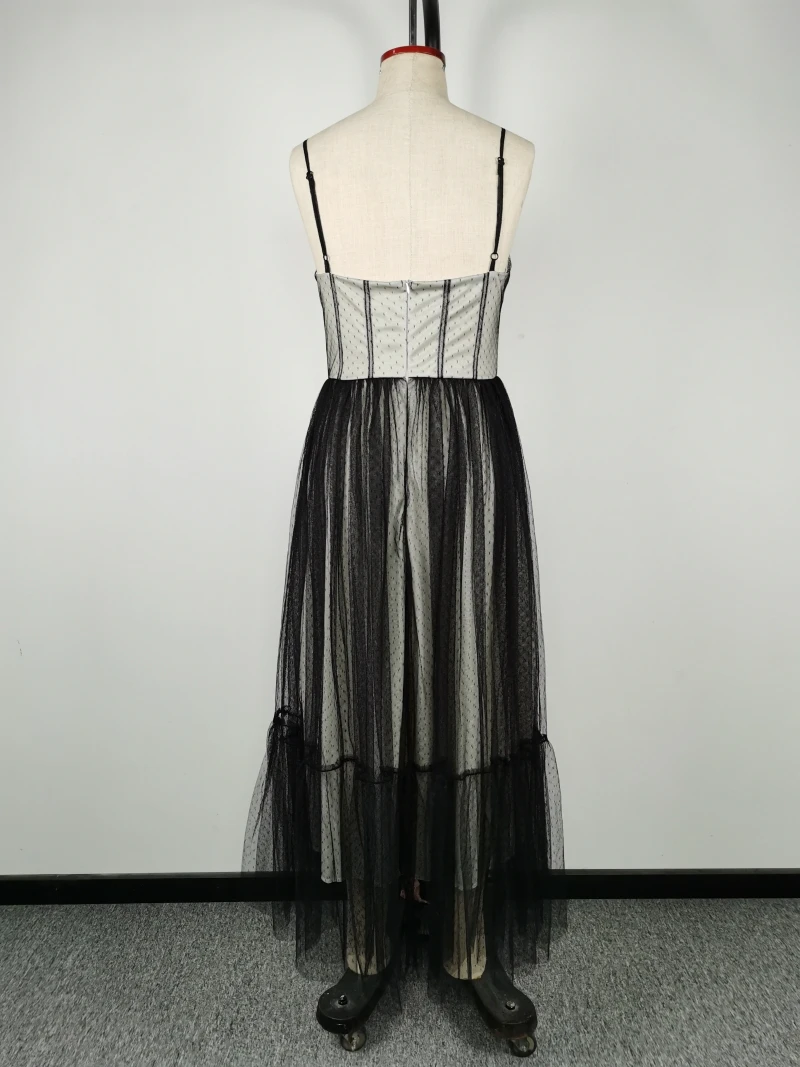 Spaghetti Strap Evening Party Dresses For Women Sexy Lace Sexy Sling Tube Top Gradient Chiffon Gothic Bridesmaid Dress