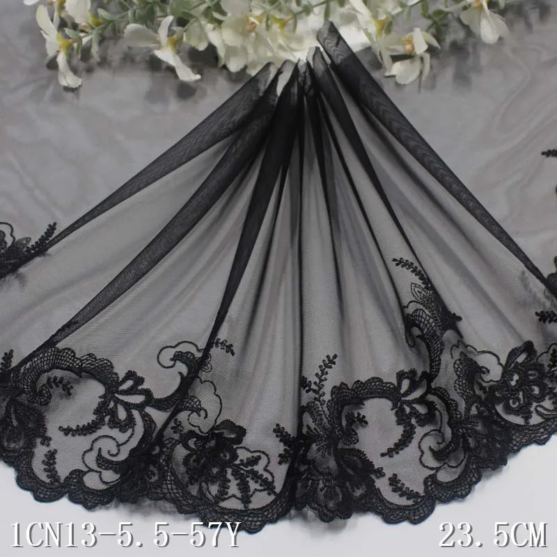 30 ярдов, черные цветочные кружевные отделки для шитья, вечернее свадебное платье, бюстгальтер, нижнее белье, ткань
