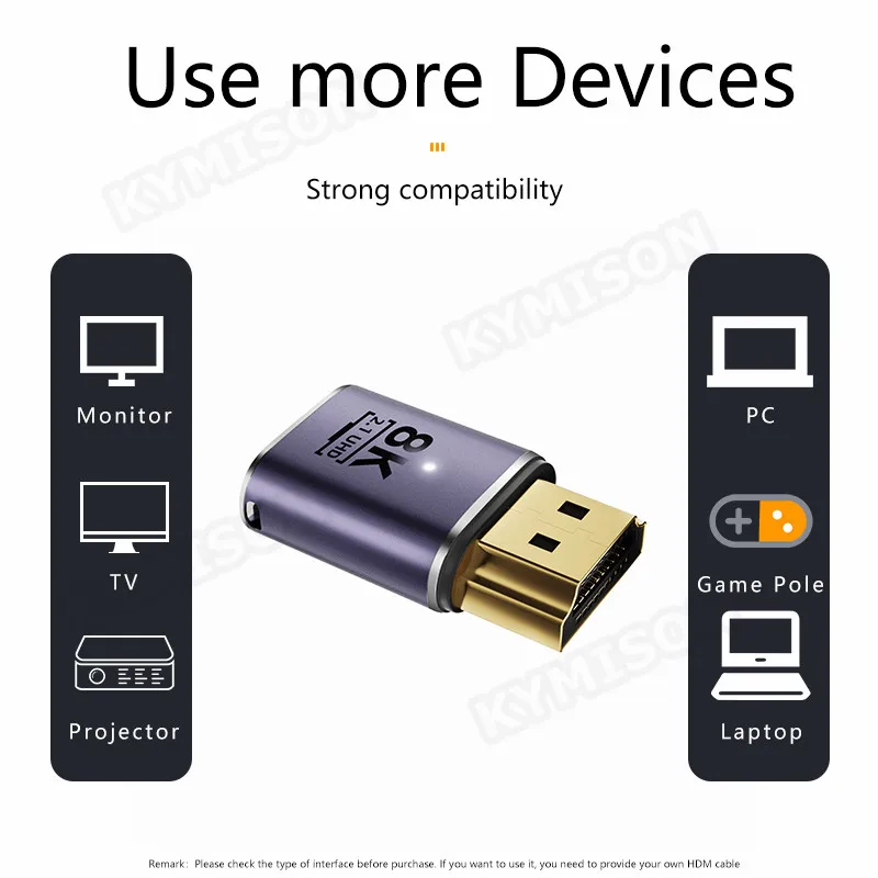 8K HDMI 2.1 Cable Adapter Male to Female Cable Converter for HDTV PS4 PS5 Laptop 4K HDMI Extender Female to Female