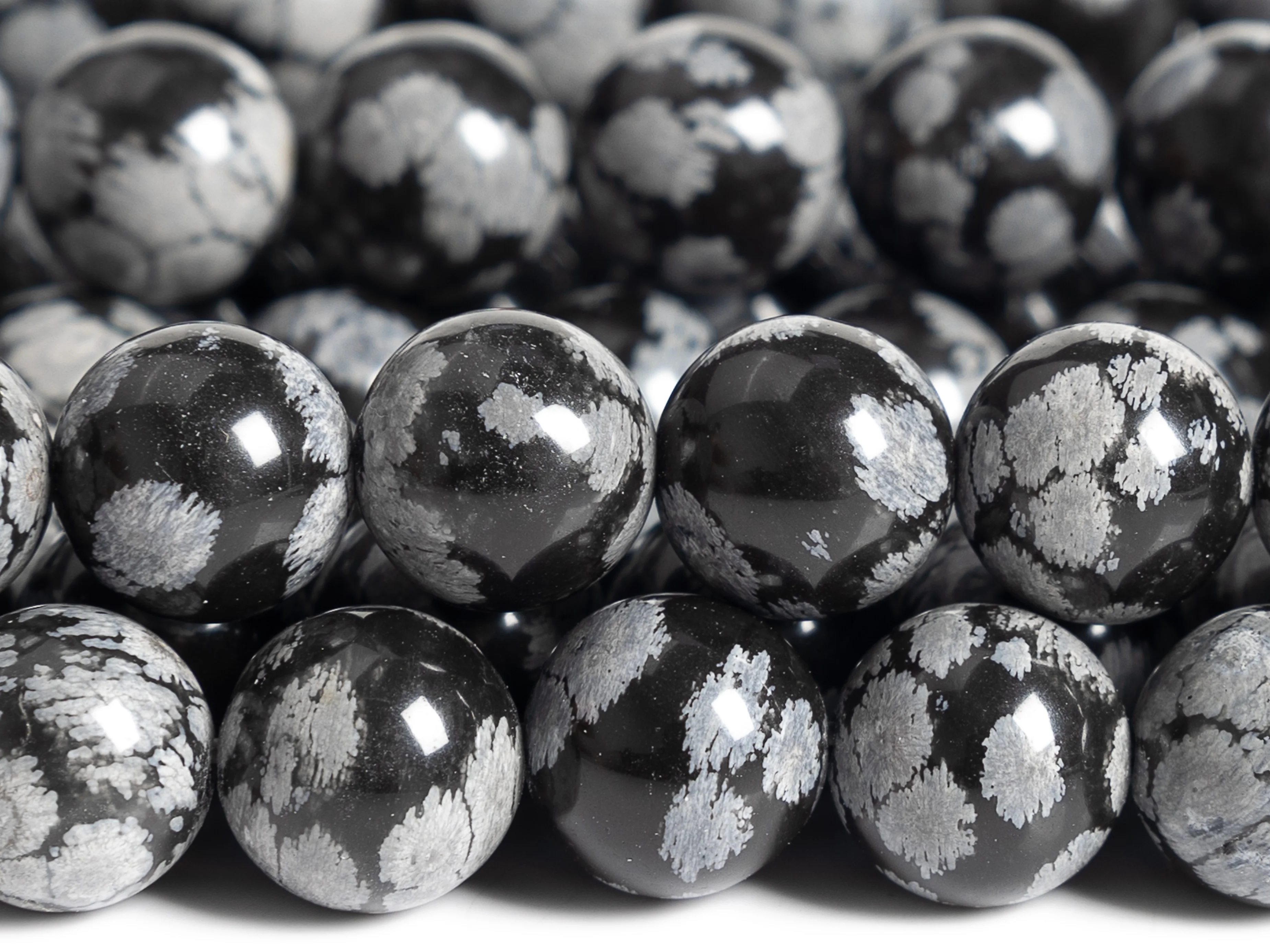 

4/6/8/10 MM Snowflake Obsidian Beads Grade AAA Genuine Natural Full Strand Round Loose Beads 15" for Jewelry Making DIY Gift