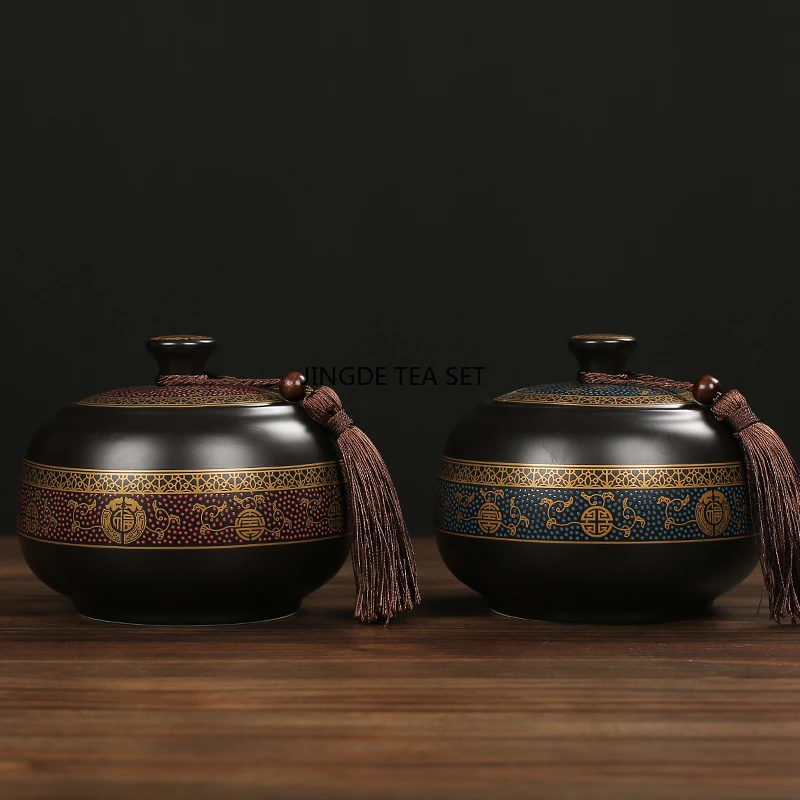 1 classic ceramic teapot with lid sealed can household candy snacks nuts coffee beans moisture-proof container