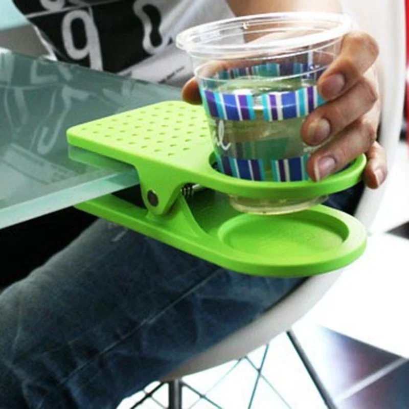Creative Portable Drinking Cup Holder Clip Clamp for Desk Table Office Cup Coffee Drink Holder GRSA889 cup storage holder