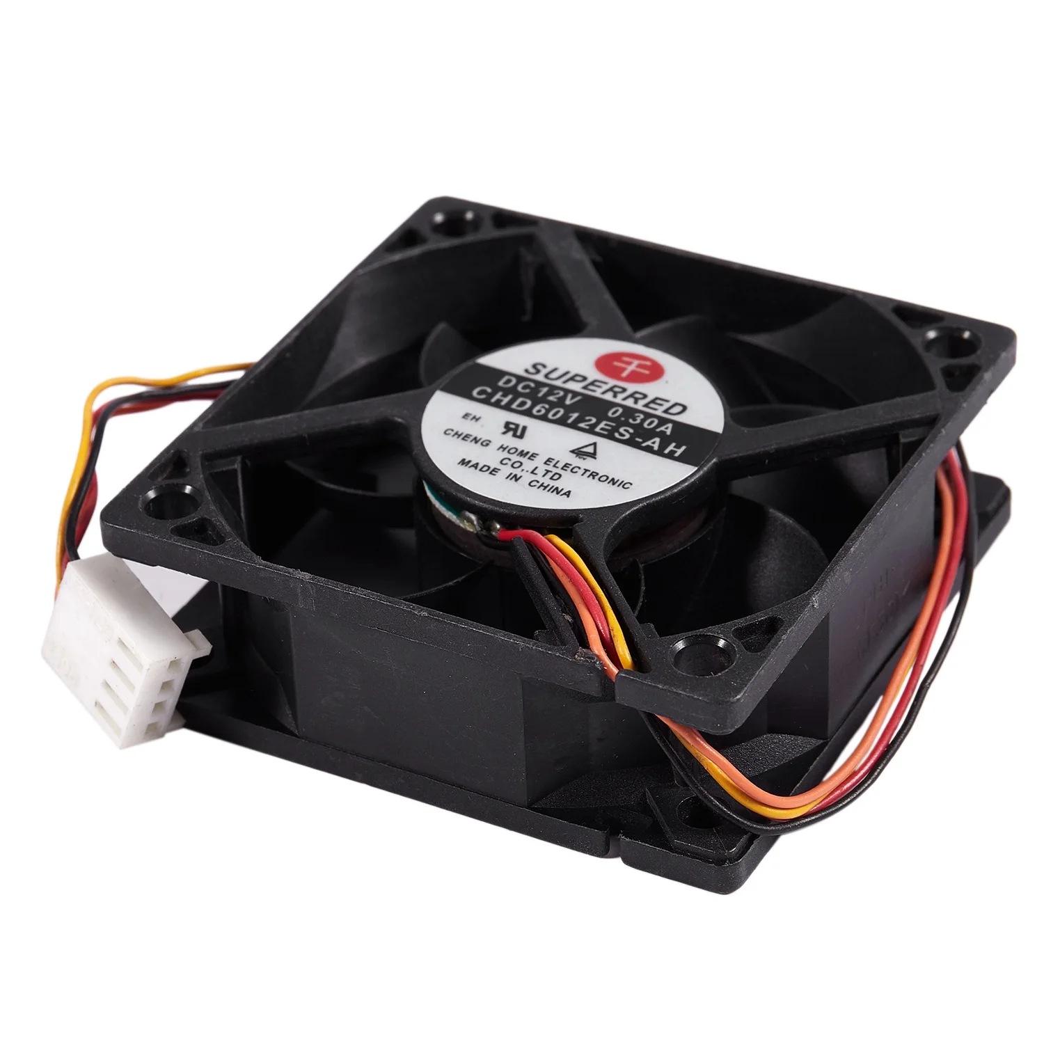 PC 컴퓨터 케이스 선풍기 CHD6012ES-AH, DC 12V, 0.3A, 60mm, 4 핀 커넥터