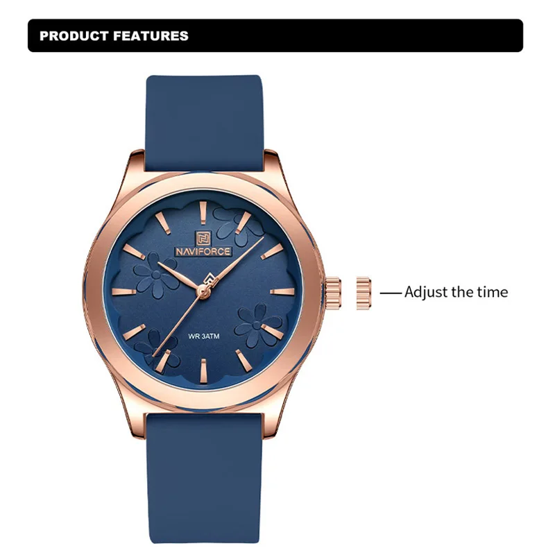NAVIFORCE Unique Design Flower Dial Women Quartz Watch Silica Strap Fashion Luxury Waterproof ladies Wristwatch Relogio Feminino 5