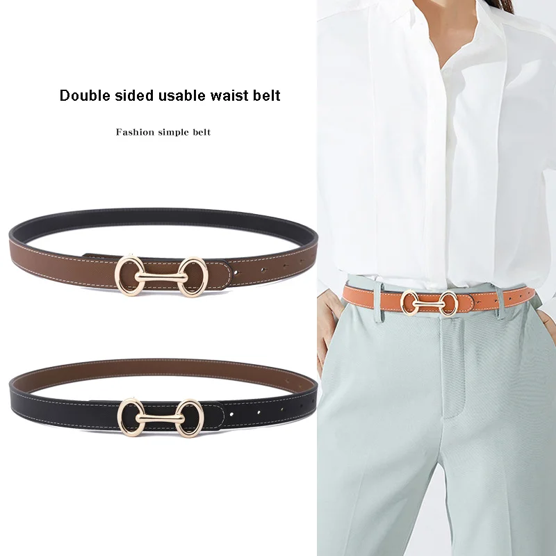 

Women's Leather Belt Simple Wild Jeans Belt Korean Decorative Leather Zinc Alloy Fashion Buckle Belt with Suit Trousers