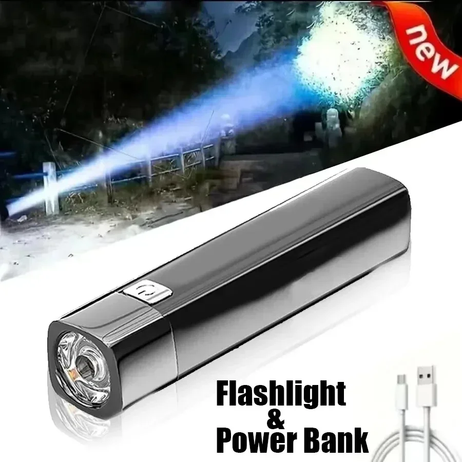 미니 야외 조명 보조배터리 손전등 3가지 모드 휴대용 2 in 1 초강력 G3 전술 LED 손전등 USB 충전 포함