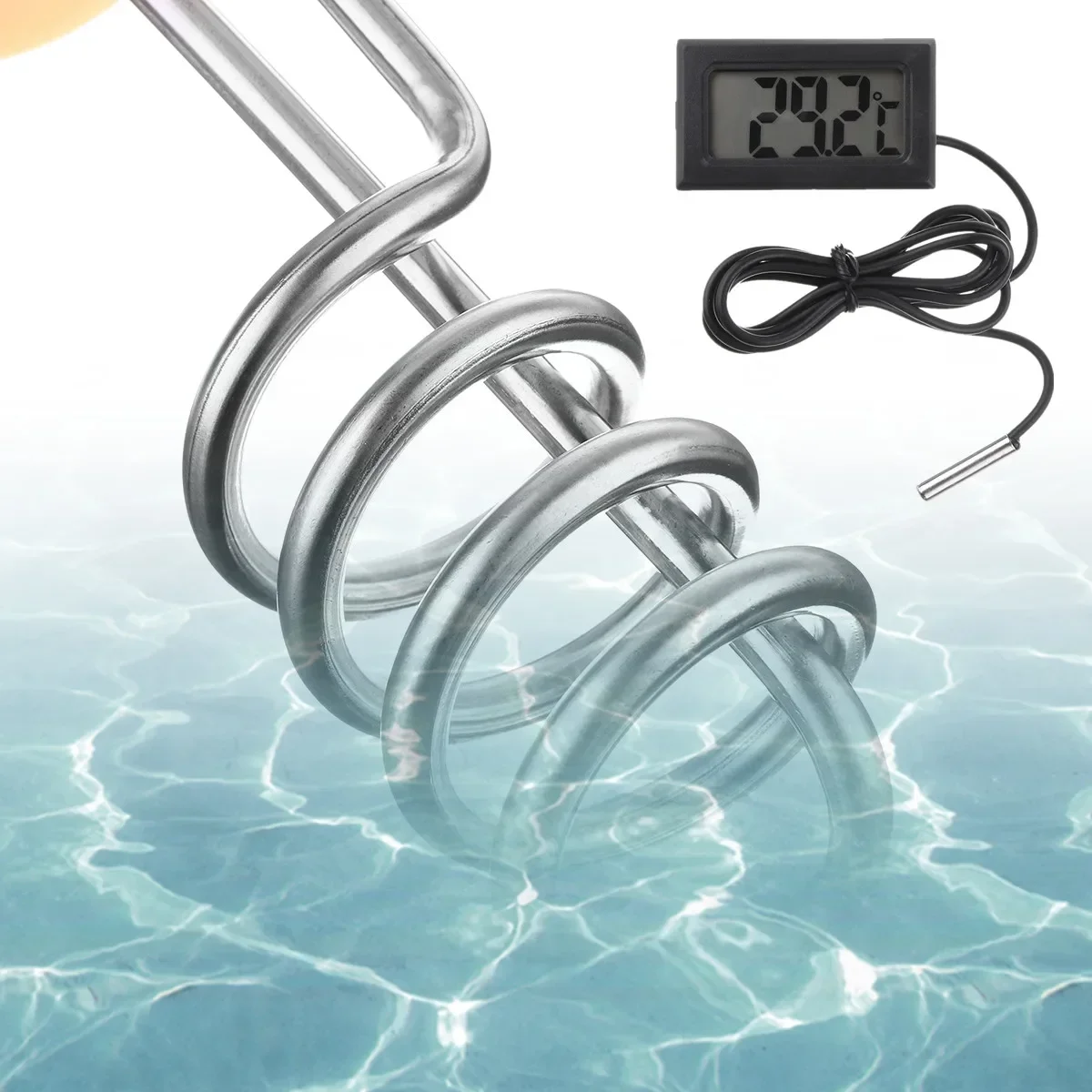 3000W Electric Water Heater Stainless Steel Automatic Immersion Heater Portable Hot Water Boiler for Bucket Swimming Pool 5