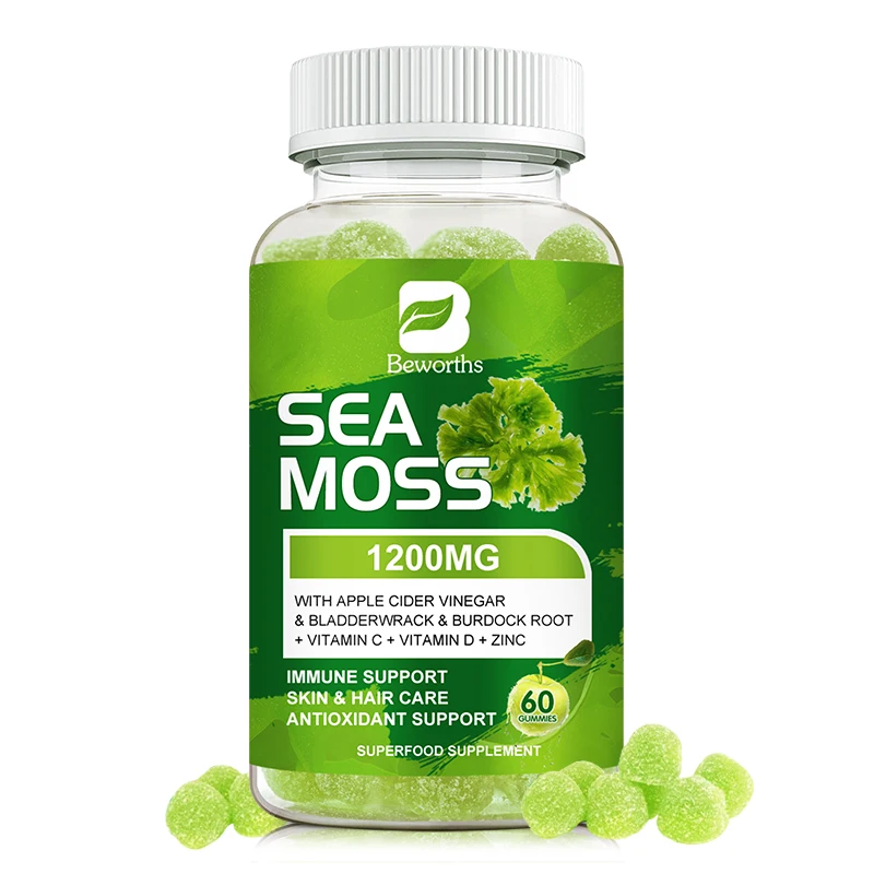 BEWORTHS Sea Moss Gummies Support Thyroid and Adrenal Health and Enhance Immunity Antioxidant Healthy Skin Joints