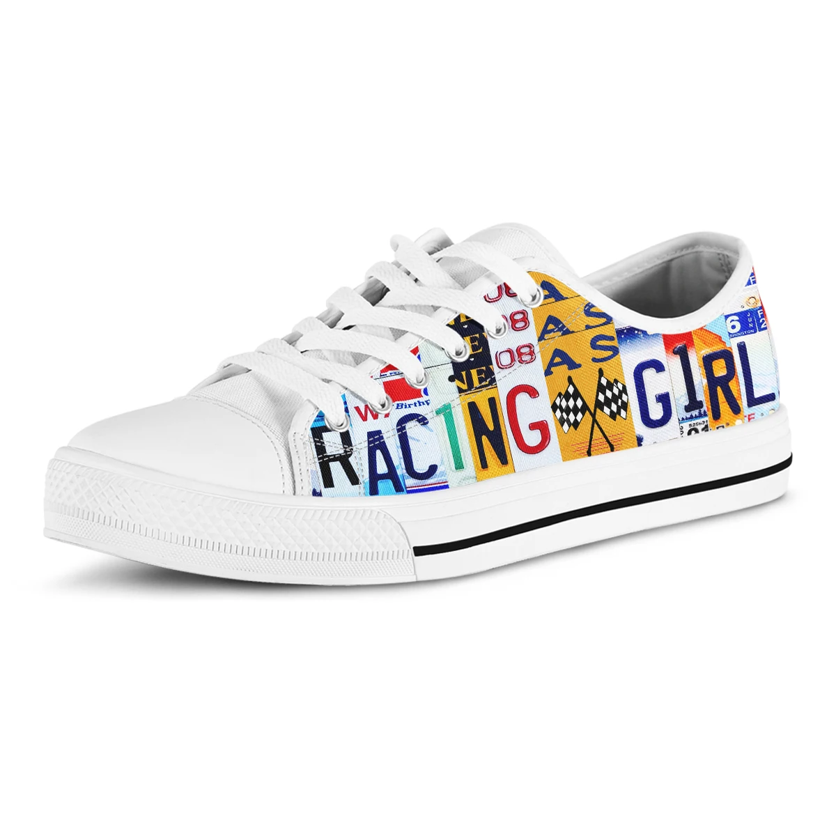License Plate Racing Girl White Vulcanized Sneakers Comfortable Shoes Women Autumn Spring Fashion Sneakers