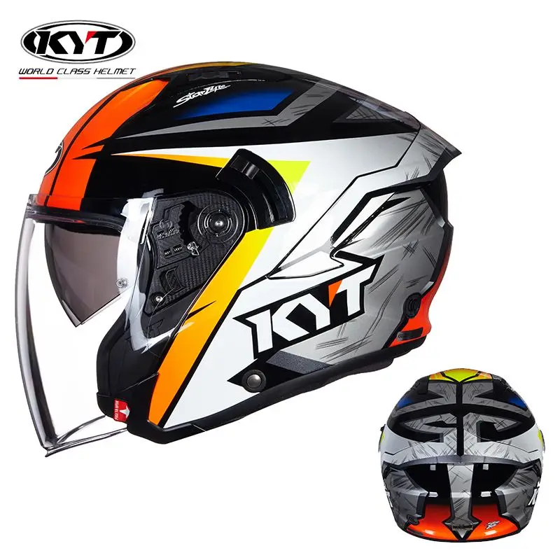 KYT NFJ Motorcycle Helmet Double Lens Summer 3/4 Open Face