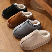 New Fashion Fluffy Platform Slippers for Women 2025 Winter Plush Warm Cotton Shoes Woman Comfort Non Slip Unisex Home Slippers