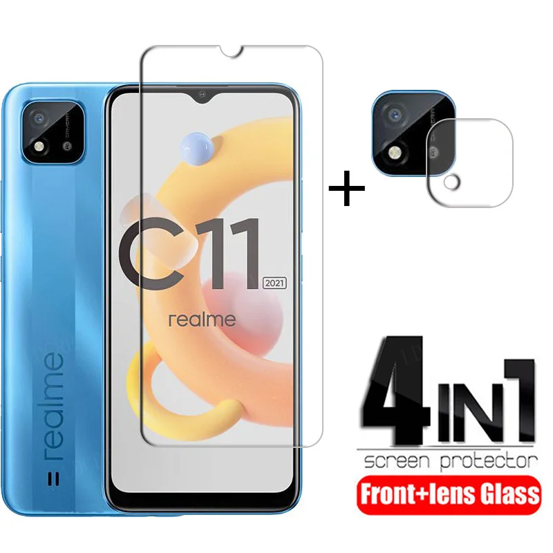 

4-in-1 For OPPO Realme C11 2021 Glass For Realme C11 2021 Film HD Screen Protector For Realme C11 2021 C21 C20 Camera Lens Film