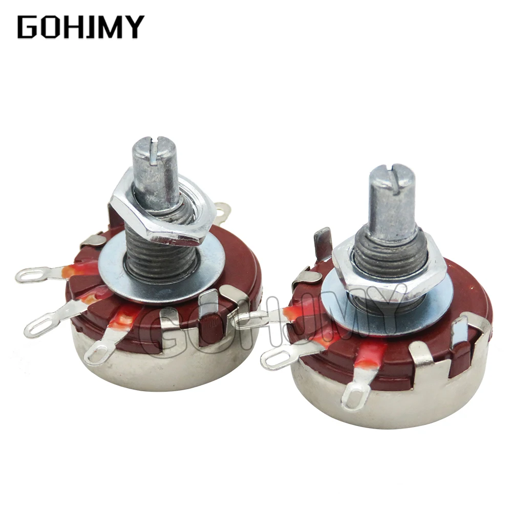 2PCS WTH118 2W 1A Potentiometer 1K 2.2K 4.7K 10K 22K 47K 100K 470K 1M WTH118-2W Round Shaft Carbon Rotary Taper Potentiometer