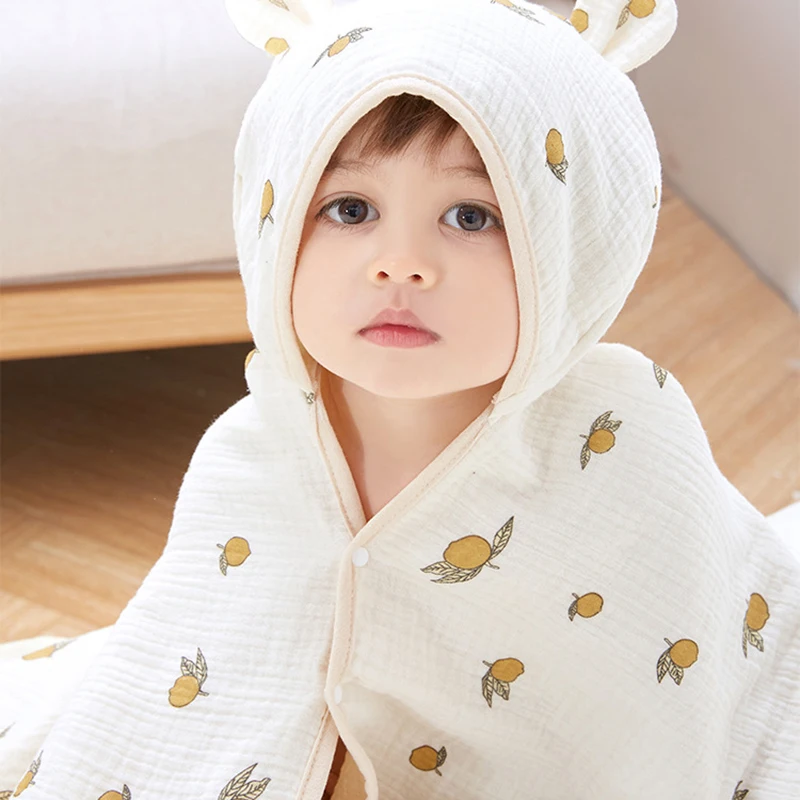 Kangobaby #My Soft Life# Four Seasons 4 Layers Muslin Cotton Baby Bath Towel Breathable Newborn Cape Blanket Hooded Beach Robe images - 6