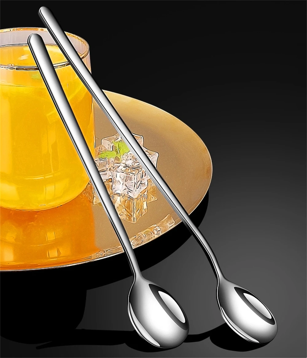 20pcs 304 Stainless Steel Coffee Spoon Long Handle Cocktail Stirring Tea Spoon Ice Cream Dessert Scoop Bar Kitchen Accessories