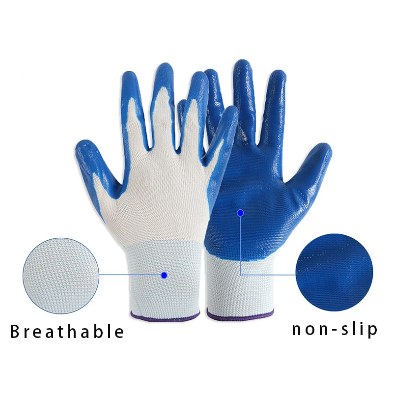 

Рабочие перчатки с двойным покрытием, Большие Садовые Перчатки, синие рабочие перчатки для мужчин с резиновым покрытием, зимние женские перчатки