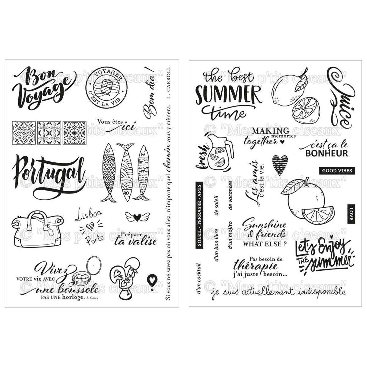 Summer Time French Clear Stamp for Paper Card Making DIY Craft Scrapbooking Paper Card Soft Stamp
