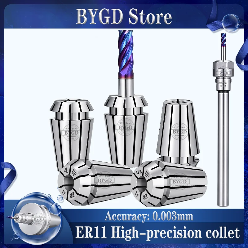 BYGD ER11 ER Spannzange aus Federstahl 0,003 mm, ER16 ER20 AA UP Spannzange für Werkzeughalter, Halterung, Verlängerungsstange
