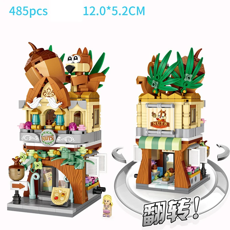 창의적인 미니 블록 도시 스트리트 뷰 넛샵 비디오 게임룸 장난감 가게 캔디 하우스 빌딩 블록 피규어 어린이용 장난감 선물