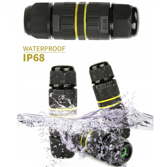 5pcs M16 M20 Power Cable Connectors, Waterproof IP68 Wire Connector Outdoor Junction Box  for 2 pin Diameter 4-8mm or 3 Pin Diam
