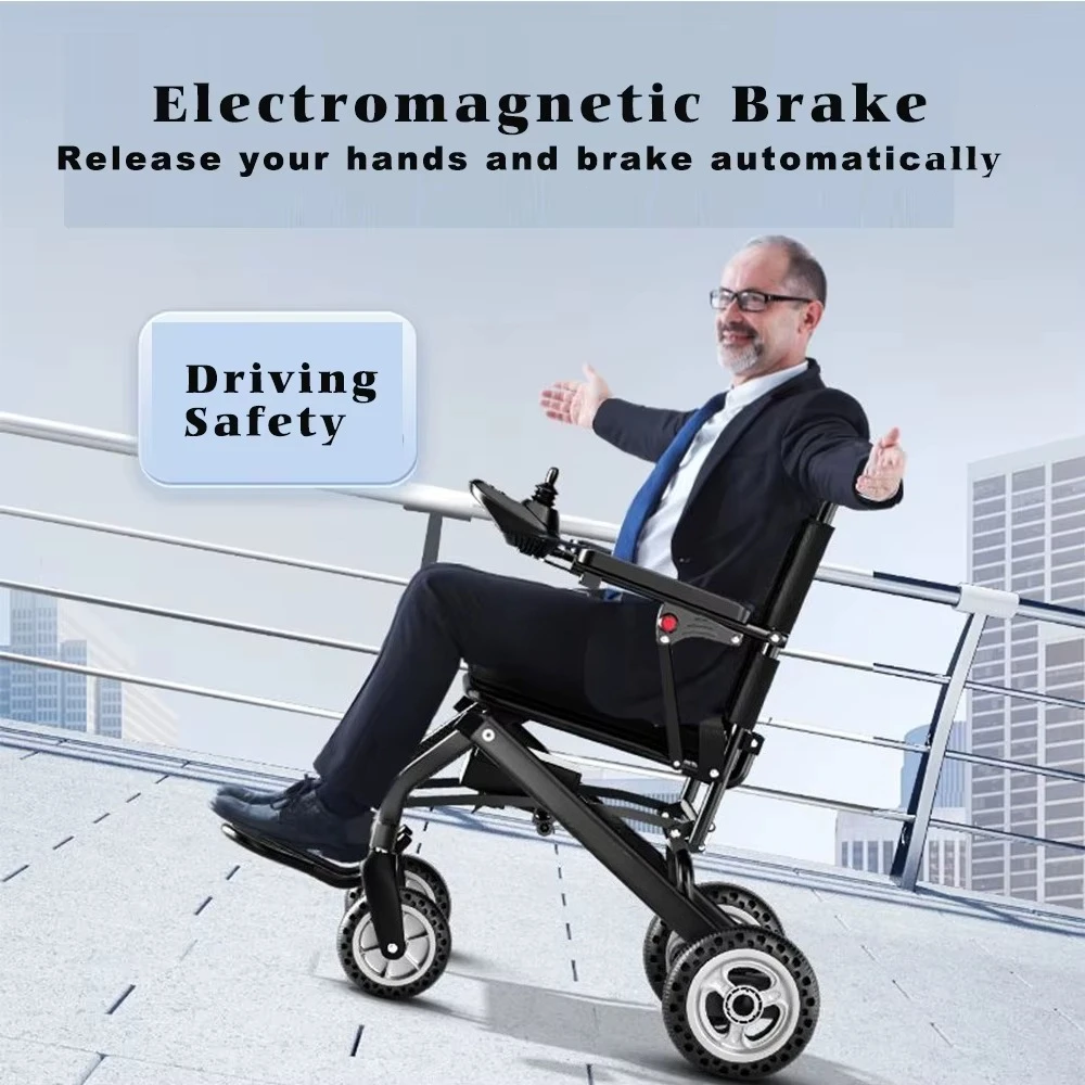 La sedia a rotelle elettrica da 9,8 kg, la sedia a rotelle portatile ultraleggera per anziani può essere piegata sull'aereo scooter intelligente automatico - immagine 4