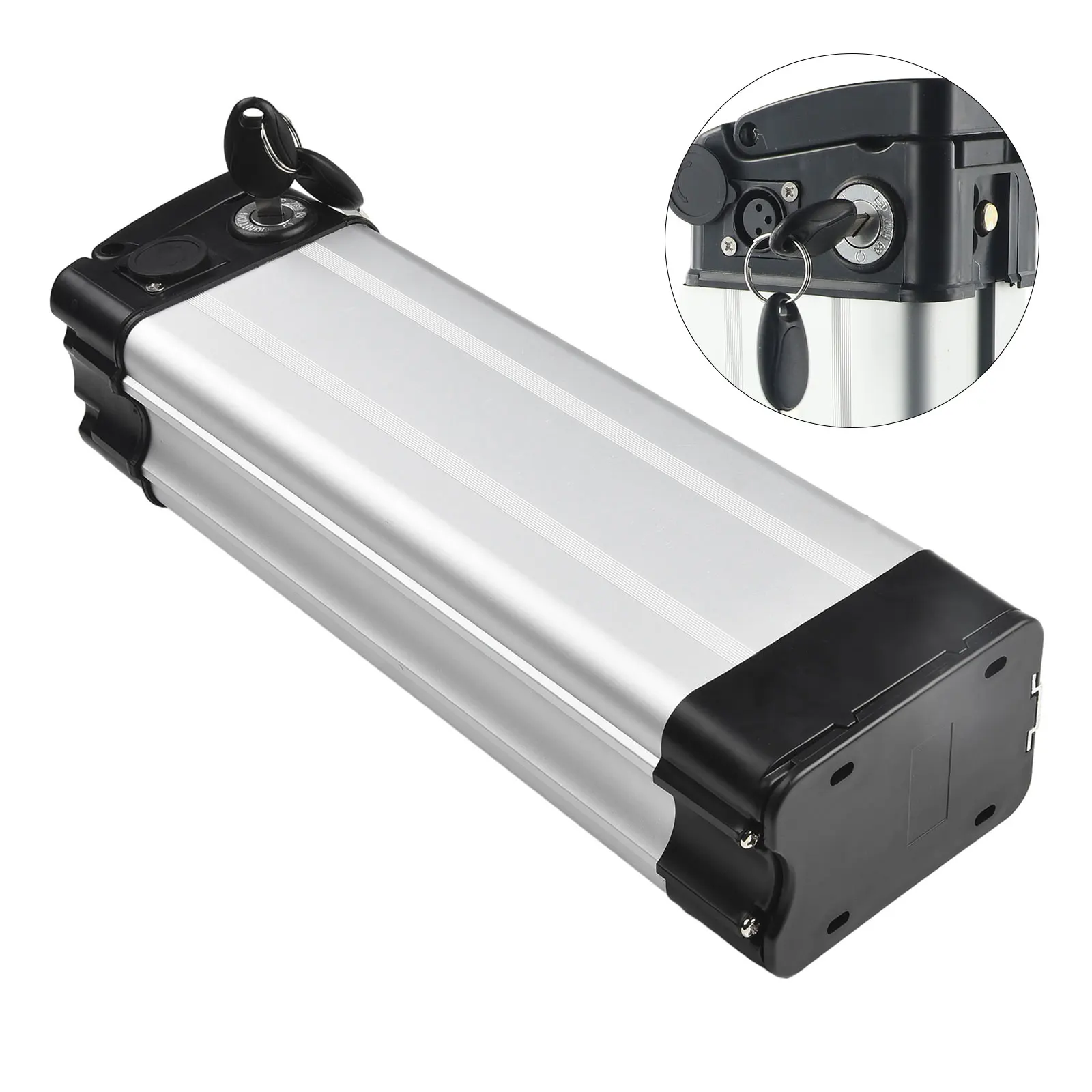 

High Quality 1*Battery Box+2*Keys Case ONLY DC2.5/con For 1865o Lithium Battery Black+Silver For Electric Bicycles