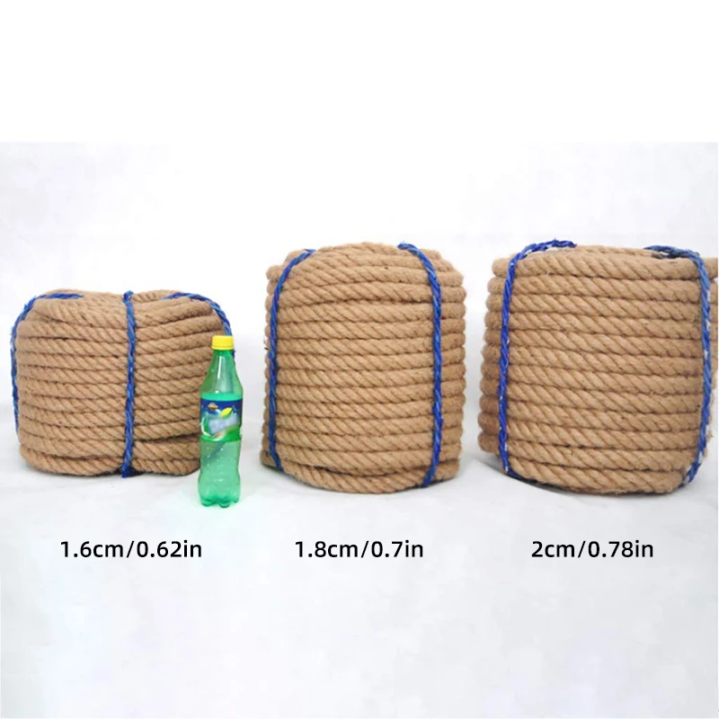 10M Natural Jute Rope Heavy Thickness Gardening Tied Rope Wrapping Home Decor Outdoor Staircase Decorated Fence Twine Craft Natural Jute Rope