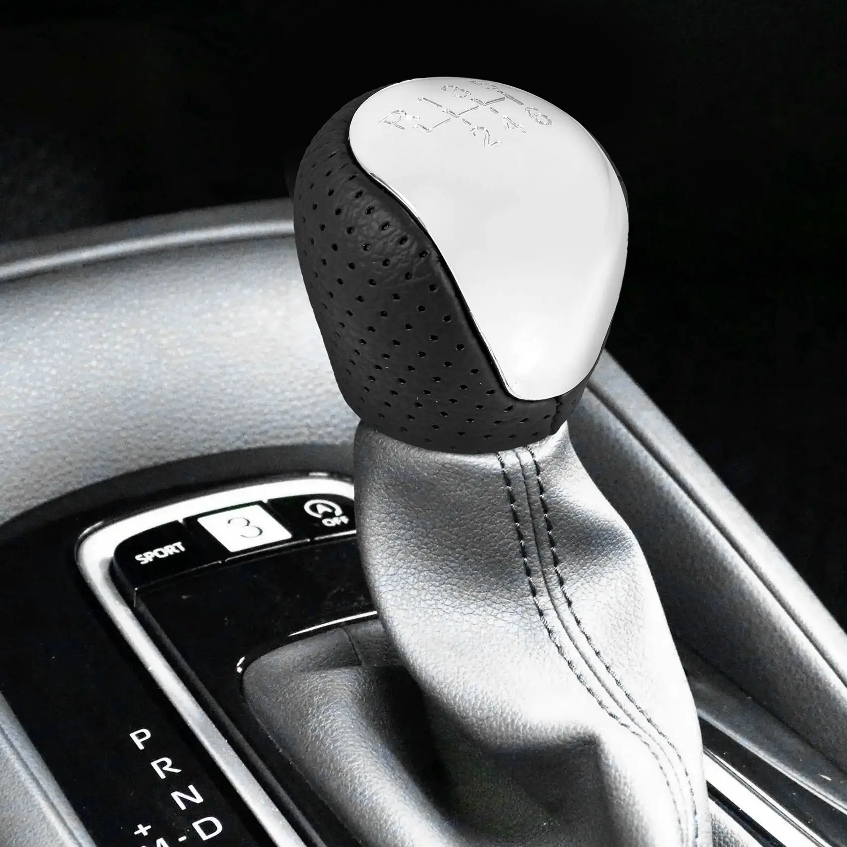 

SPORT Perforated Leather Gear Knob Chrome 6-Speed for Hyundai Elantra I30 IX35 Tucson